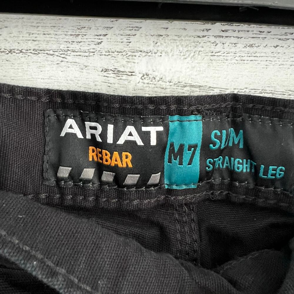 Ariat Black Rebar M7 Slim Straight Leg Pants Size 34/30 Workwear Utility - Picture 3 of 8